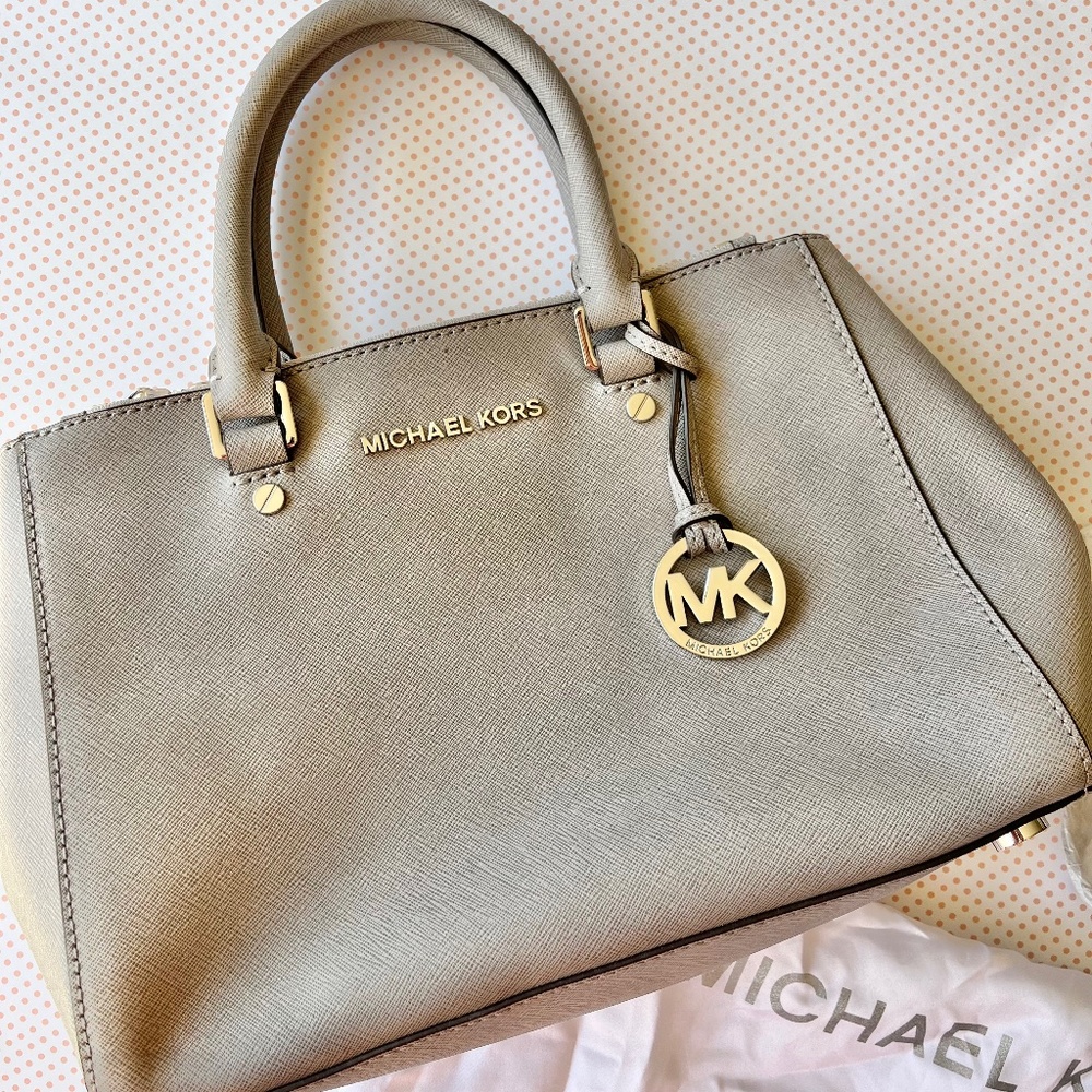 Michael Kors MK grey leather handbag